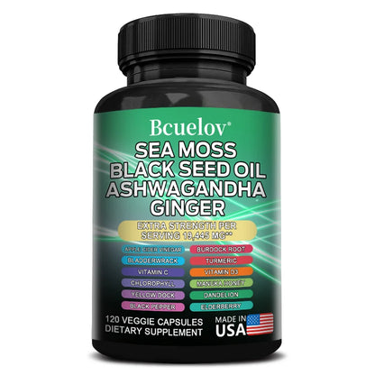 Black Cumin Seed Oil Vitamin C Mineral Supplement, Ashwagandha, 19445 mg, Supports Thyroid Health, Immune System, 120 Capsules 120coumt United States