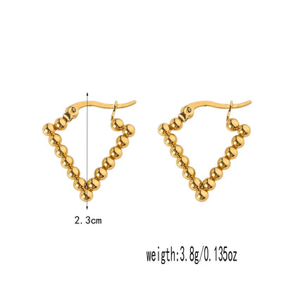 Stainless Steel Women's Hoop Earrings, Non Fading Fashionable Gold Color Metal Bead Earrings, Classic Jewelry Accessories RH133 D CHINA