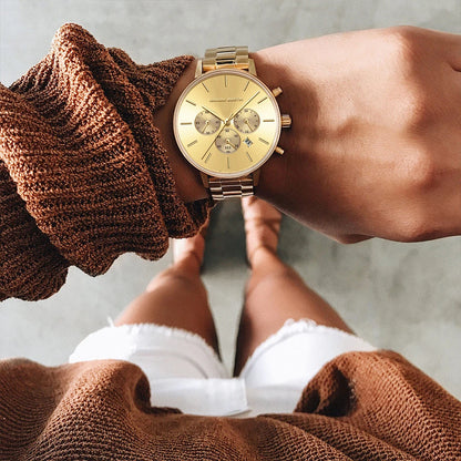 HANNAH MARTIN Brand Women Multifunctional Watch Original Stainless Steel Rose Gold 36mm Quartz Movement Casual Banquet Wristatch