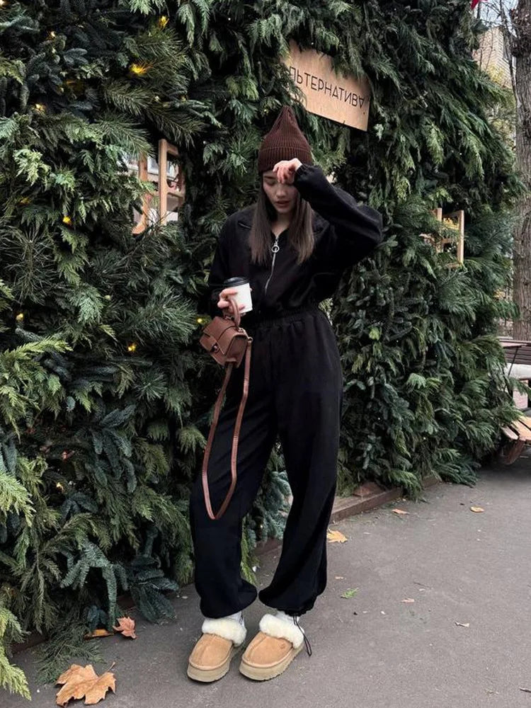 Jumpsuits Women Rompers One Piece Full Sleeve Zipper Overalls Long Pants Elastic High Waist Rompers Y2k Streetwear Jumpsuit 2025 Badiee Stylez