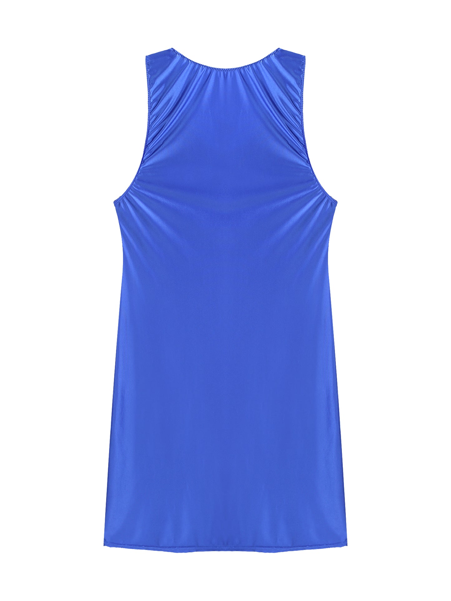 Women's Oil Glossy Stretch Tank Mini Dress Solid Color Sleeveless Tights Bodycon Short Dress Stretch U Neck Party Sundress