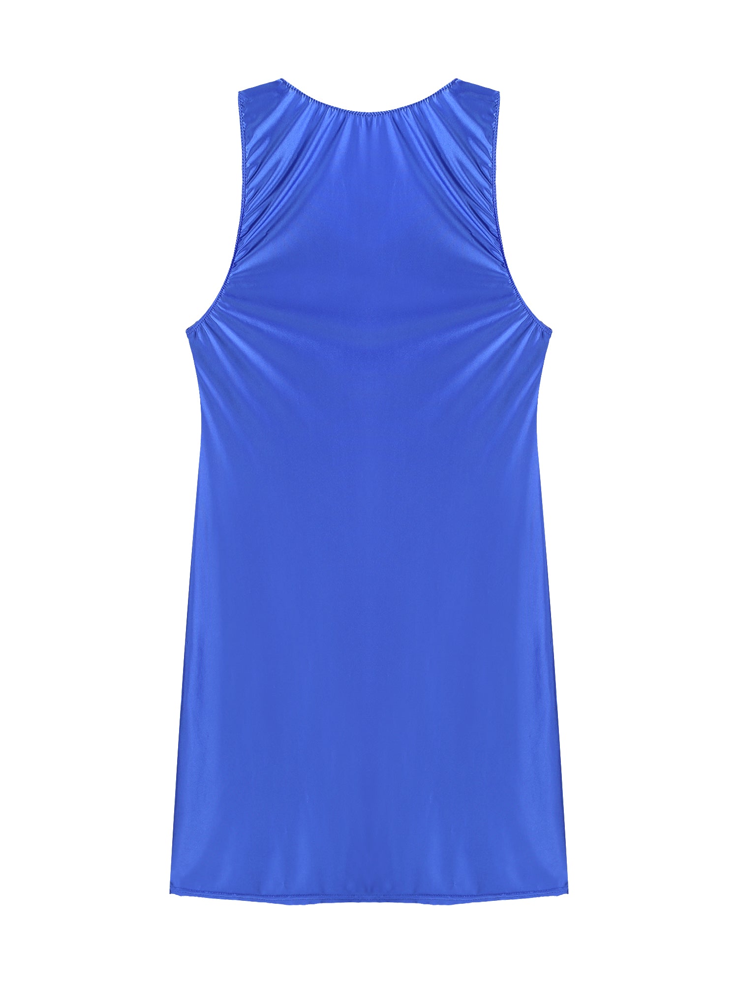 Women's Oil Glossy Stretch Tank Mini Dress Solid Color Sleeveless Tights Bodycon Short Dress Stretch U Neck Party Sundress