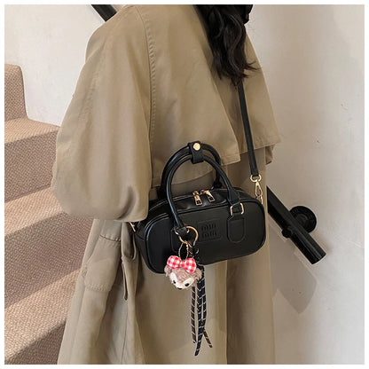 Luxury high-end designer portable bowling bag female 2025 new autumn and winter fashion all-match messenger bag small square bag