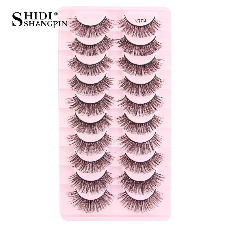 SHIDISHANGPIN 5/10Pairs False Lashes Cat Eye Eyelashes Eyelash Extension 3D Mink Half Lashes Natural Makeup faux Cils maquiagem 10 Pairs Y703