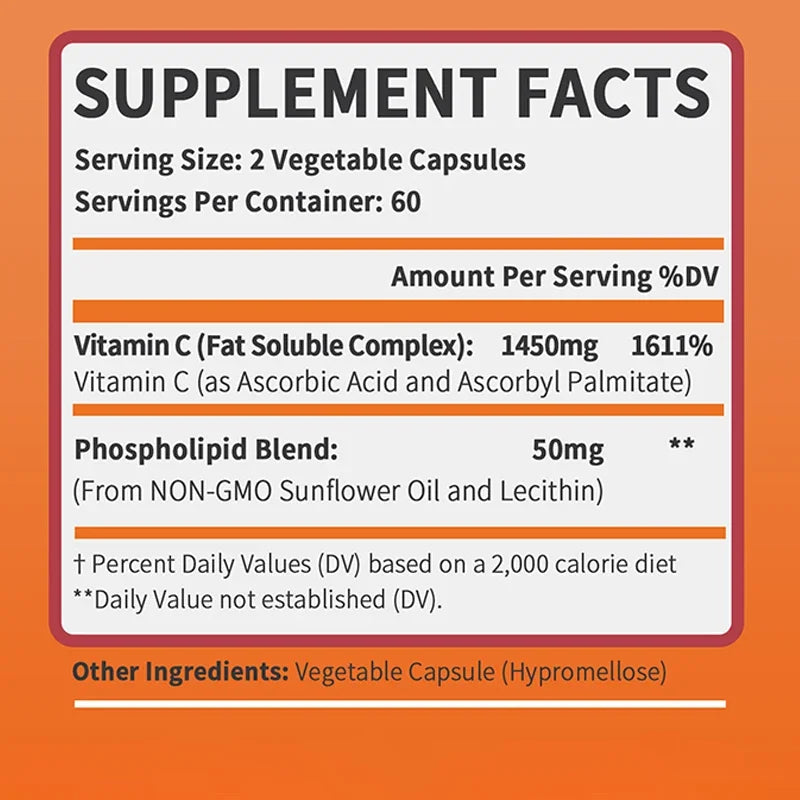 Liposomal Vitamin C - High Absorption VIT C, Immune System & Collagen Booster, Antioxidant