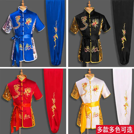 Men Women Chinese Traditional Dragon Wushu Uniform Kung Fu Clothing Set Martial Arts Uniform Tai Chi Kleding Taoist Shaolin Badiee Stylez