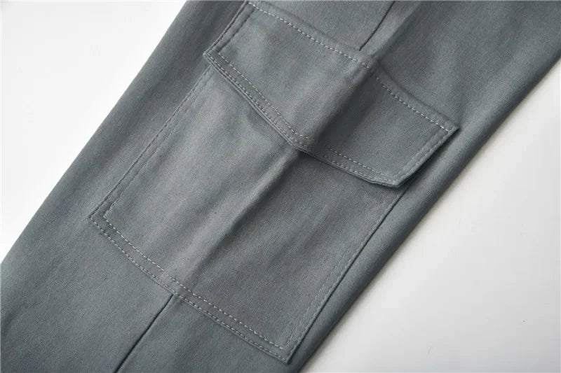 2022 New Solid Jogger Women's Cargo Pants Multi-Pocket Drawstring Elastic Waist Women Sports Pants Streetwear Casual Long Pant Badiee Stylez