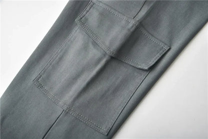 2022 New Solid Jogger Women's Cargo Pants Multi-Pocket Drawstring Elastic Waist Women Sports Pants Streetwear Casual Long Pant Badiee Stylez