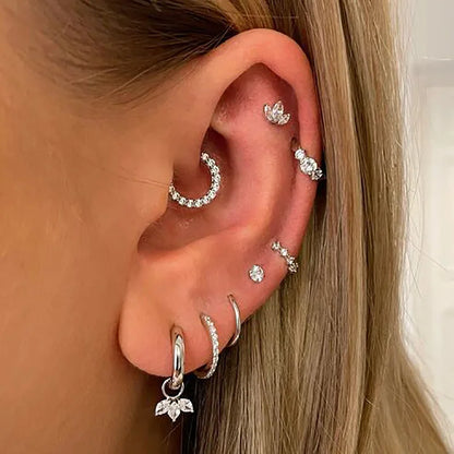 1PC Little Star Moon Snake Crystal Charms Pendant Helix Daith Earrings for Women Hanging Matching Piercing Lobe Tragus Jewelry