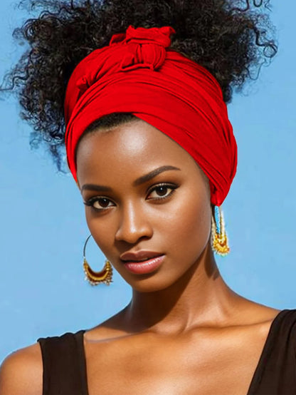 Hot selling stretch jersey turban african headband solid color super soft extra long breathable headband for women