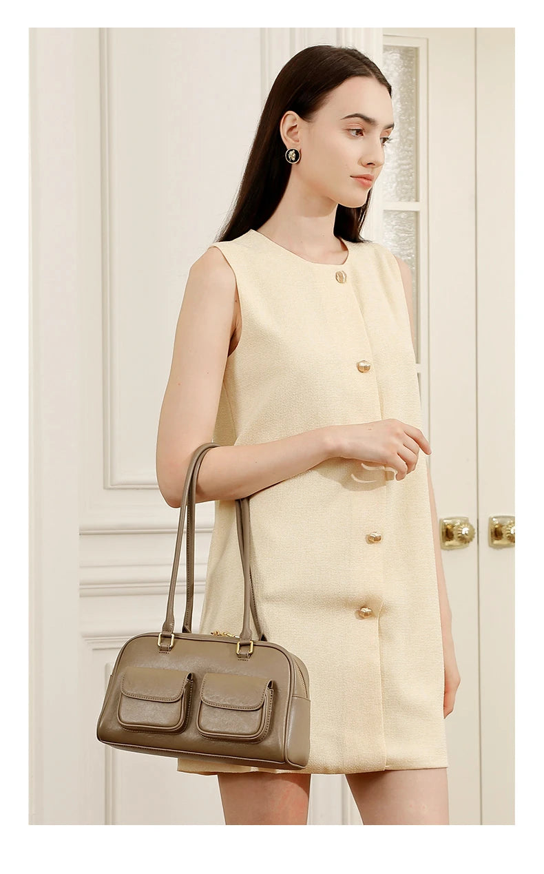 Hifashion Luxury Genuine Leather Underarm Shoulder Bags For Women 2025 Trend Designer Pillow Satchel Tote Office Ladies Handbags