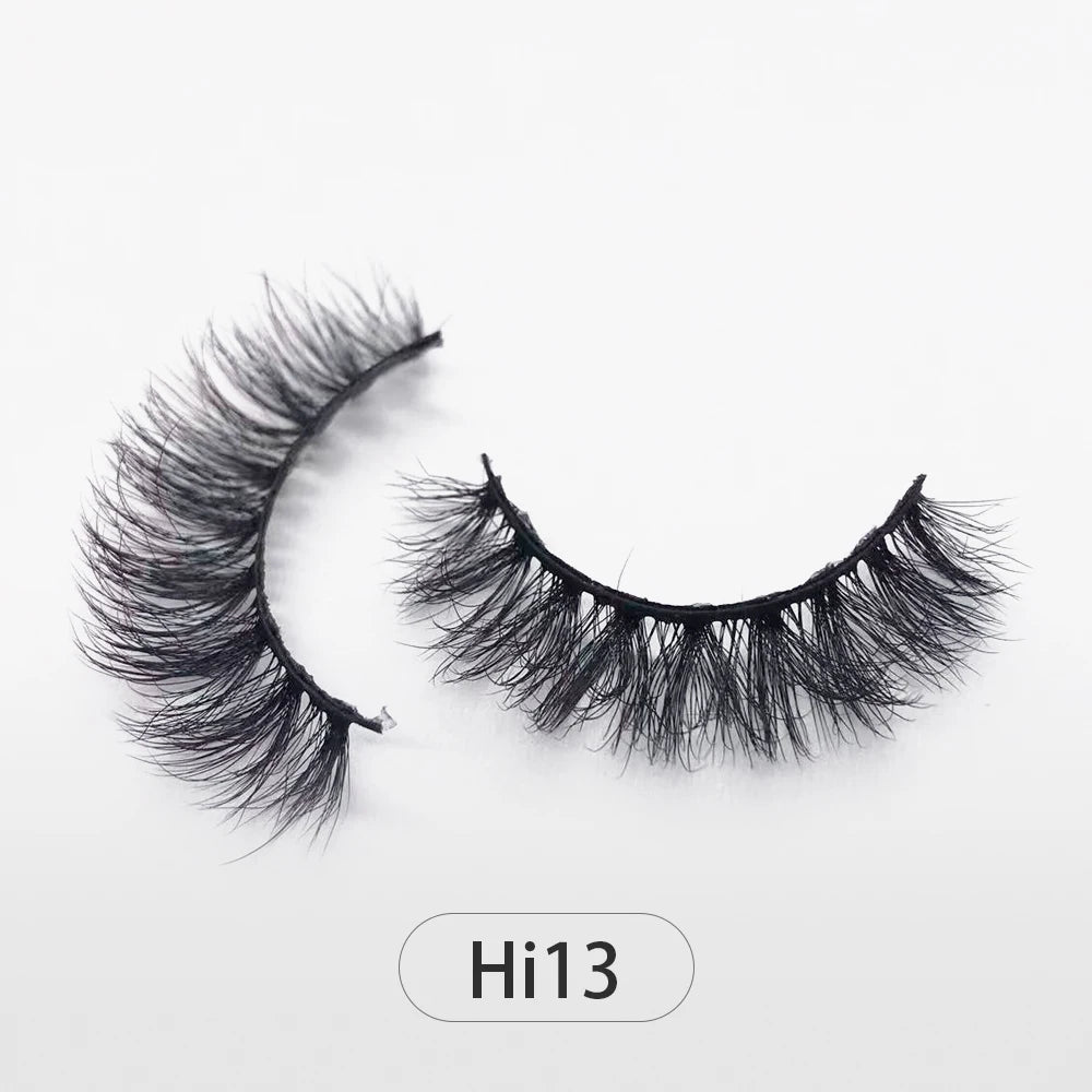 Dropshipping Reuseable Natural Long 12-15mm 3D Faux Mink Lashes Fluffy Volume False Eyelashes Cruelty Free Wispy Makeup Lashes Hi13 15mm CHINA