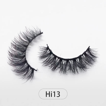 Dropshipping Reuseable Natural Long 12-15mm 3D Faux Mink Lashes Fluffy Volume False Eyelashes Cruelty Free Wispy Makeup Lashes Hi13 15mm CHINA