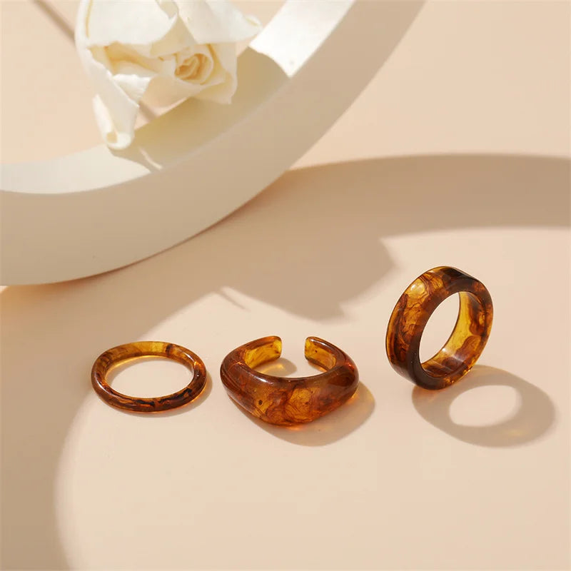 2022 Summer Colorful Ring Set Wholesale Fashion Geometric Chain Candy Color Irregular Opening Rings Women Party Finger Jewelry 5342202