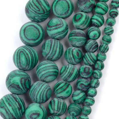 Natural Dull Polished Wood Jaspers Stone Spacer Beads For Jewelry Making DIY Necklace Bracelet 4mm-12mm Matte Round Beads 15" Green Malachite