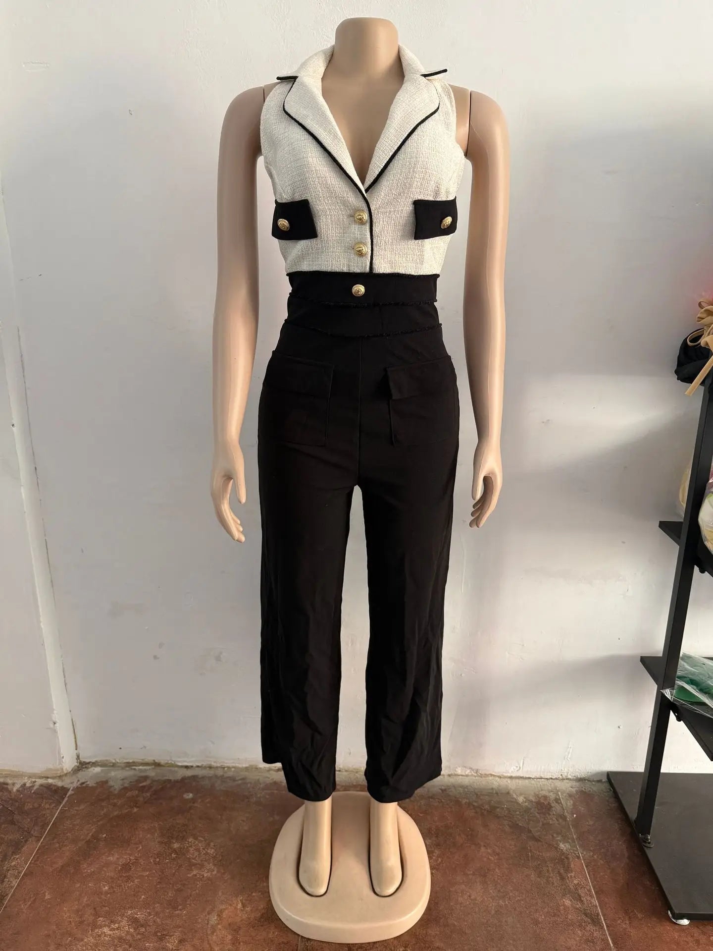 Elegent Office Lady Jumpsuits for Women Full Length Summer V Neck Sleeveless Blazer Jumpsuit High Waist Sexy Backless Jumpsuit Badiee Stylez