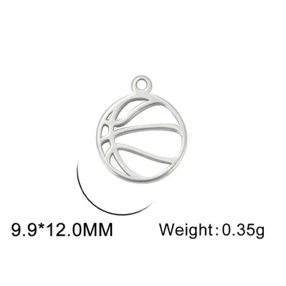 EUEAVAN 5pcs Mini Charms Stainless Steel Volleyball Charm for Bracelet Necklace Earrings DIY Jewelry Making Supplies Wholesale basketball-S