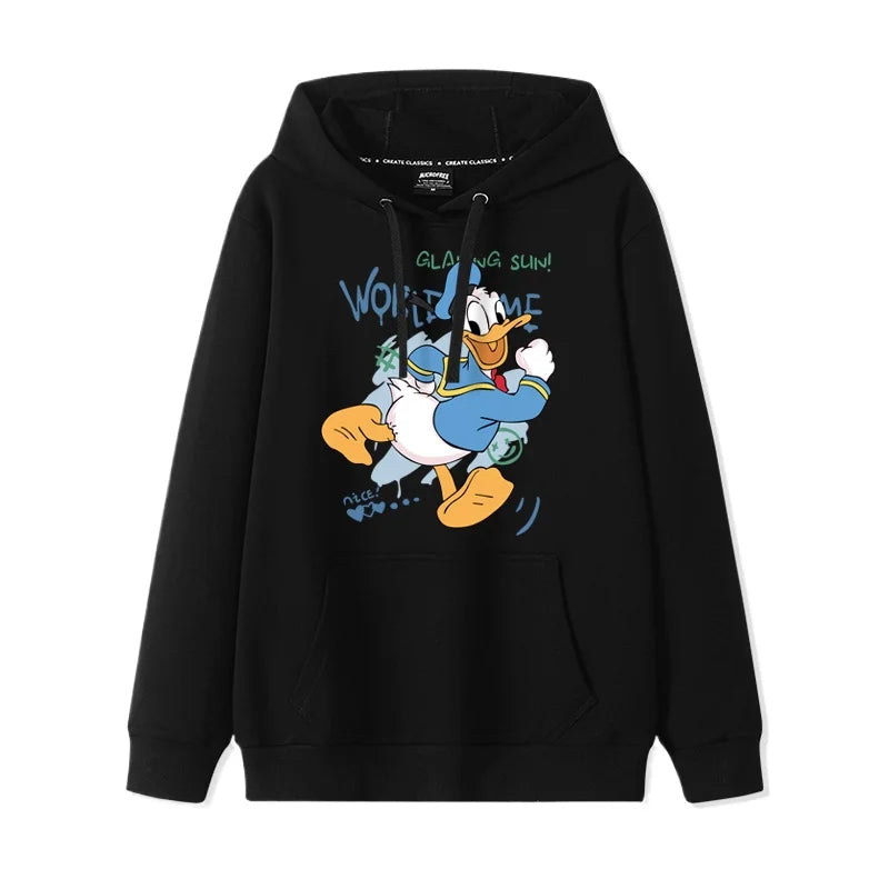 Donald Duck print pattern hooded men's and women's hoodies, trendy loose casual couple hoodies, hooded jacket, multiple colors 2