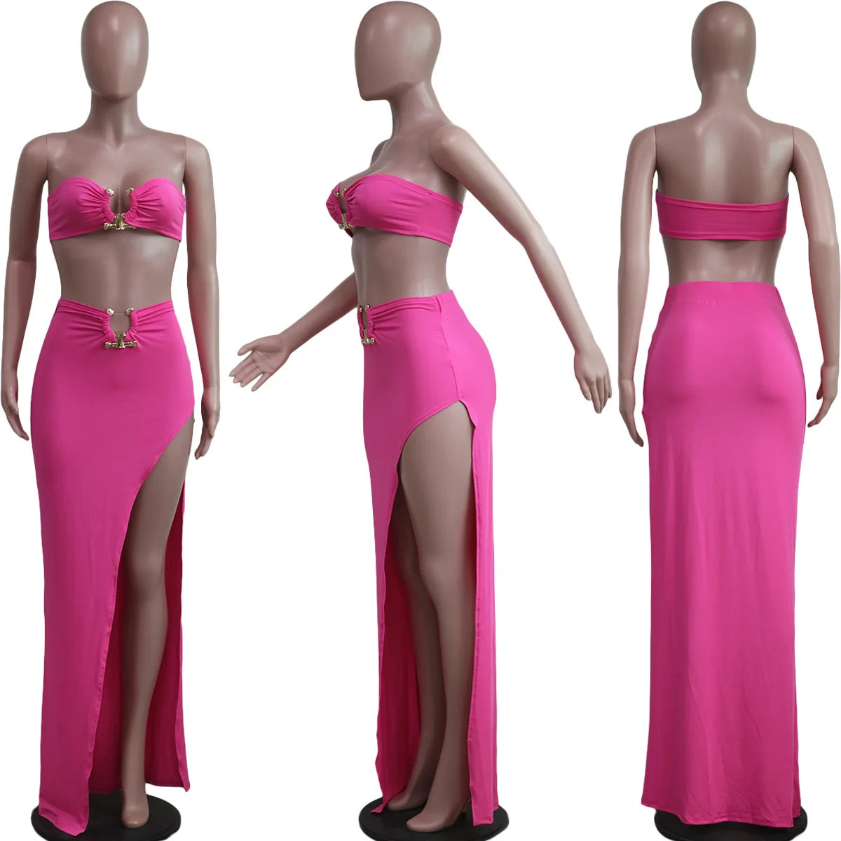 Customized Sexy Strapless Hollow Out Women Dress White Sleeveless High Slit Dress Female Autumn Skinny Elegant Party Clubwear 20