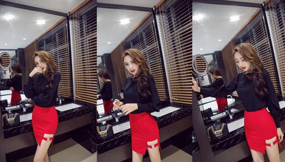 Versatile Irregular Plus Size Bodycon Skirts Sexy Hollow Out Bandage Skirt Harajuku Mini Skirt Summer High Waist Pencil Skirts