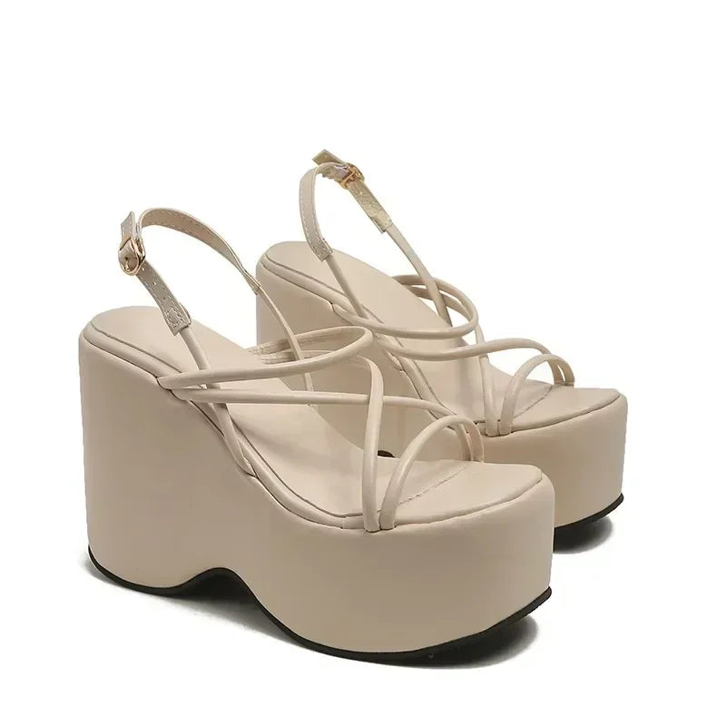 2025 Platform Brand Design Woman's Sexy Sandals Shoes Punk Wedges High Heels Comfy Leisure Woman Shoes Designer Sandalias