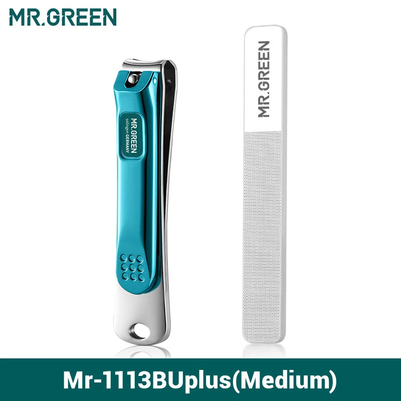 MR.GREEN Nail Clippers Stainless Steel Curved blade Clipper Fingernail Scissors Cutter Manicure tools trimmer with nail files Mr-1113BU-plus