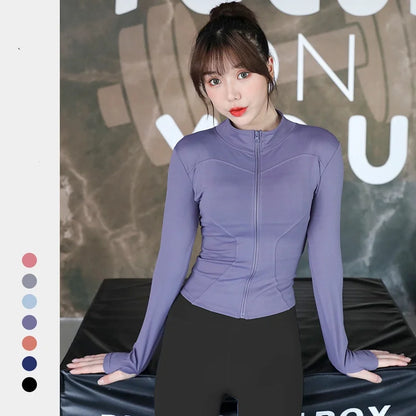 2024 Women Sport Jacket Zipper Yoga Coat Clothes Quick Dry Fitness Jacket Running Hoodies Thumb Hole Sportwear Gym Workout Top Image Color 3