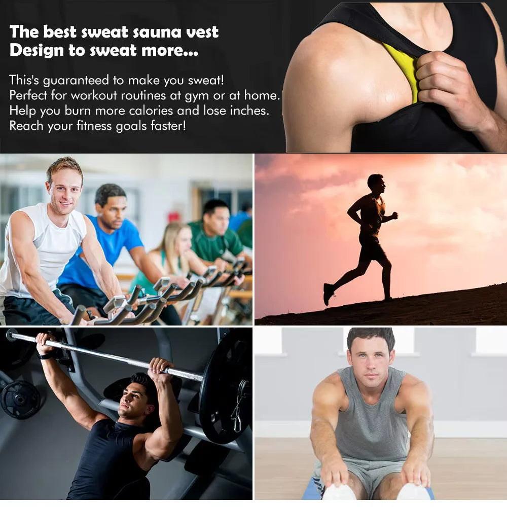 Men Training T-shirts Sauna Effect Sports Vest Exercise Tops Fitness Clothes Slimming Weight Loss Sportswear Workout Activewear