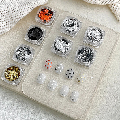 Holographic Laser Star Love Sequins Nail Glitter Gold Silver Sequin Mix Size Paillette DIY Design Nail Art Decorations Tool