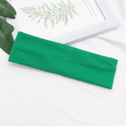 Elastic Cotton HairBand Fashion Headbands for Women Men Solid Running Fitness Yoga Hair Bands Stretch Makeup Hair Accessories green