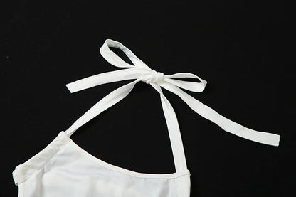 Y2K Sexy Backless Summer Crop Top Women Hollow Out White Sleeveless Bandage Halter Tank Tops Streetwear Cami 90s