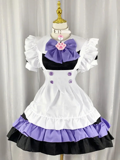 CP5XL Maid Lolita Chemise Cosplay Role Playing Costumes For Party Club Stage Apparel Bow Ties Ball Gowns Waitress Uniform Plus KYTF6-Purple