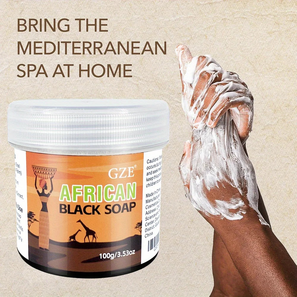 GZE African Black Soap 3-in-1 Face, Hair, and Body Cleanser - Deeply Cleanses and Moisturizes Skin and Hair, Natural Ingredients Badiee Stylez