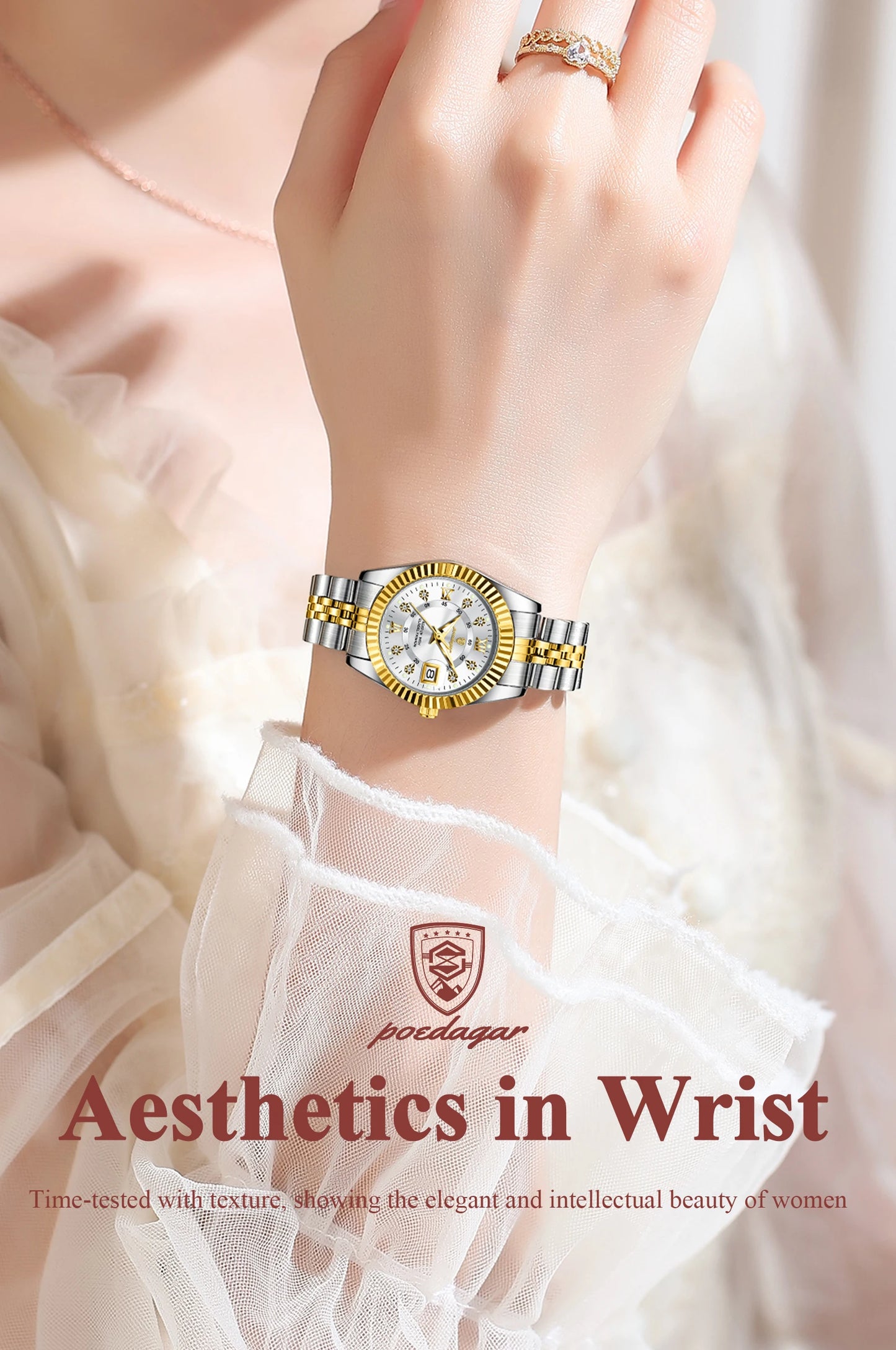 POEDAGAR Original Elegant Women's Watches Waterproof Luminous Date Women Watch Stainless Steel Quartz Fashion Ladies Wristwatch