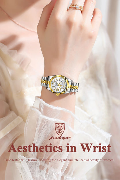 POEDAGAR Original Elegant Women's Watches Waterproof Luminous Date Women Watch Stainless Steel Quartz Fashion Ladies Wristwatch