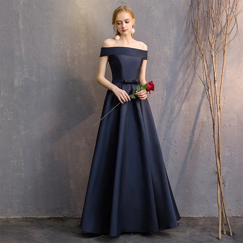 Long Bridesmaid Dress Spring/Summer 2025 New Temperament Satin Bridesmaid Sisters Dress Black Banquet Evening Dress Badiee Stylez