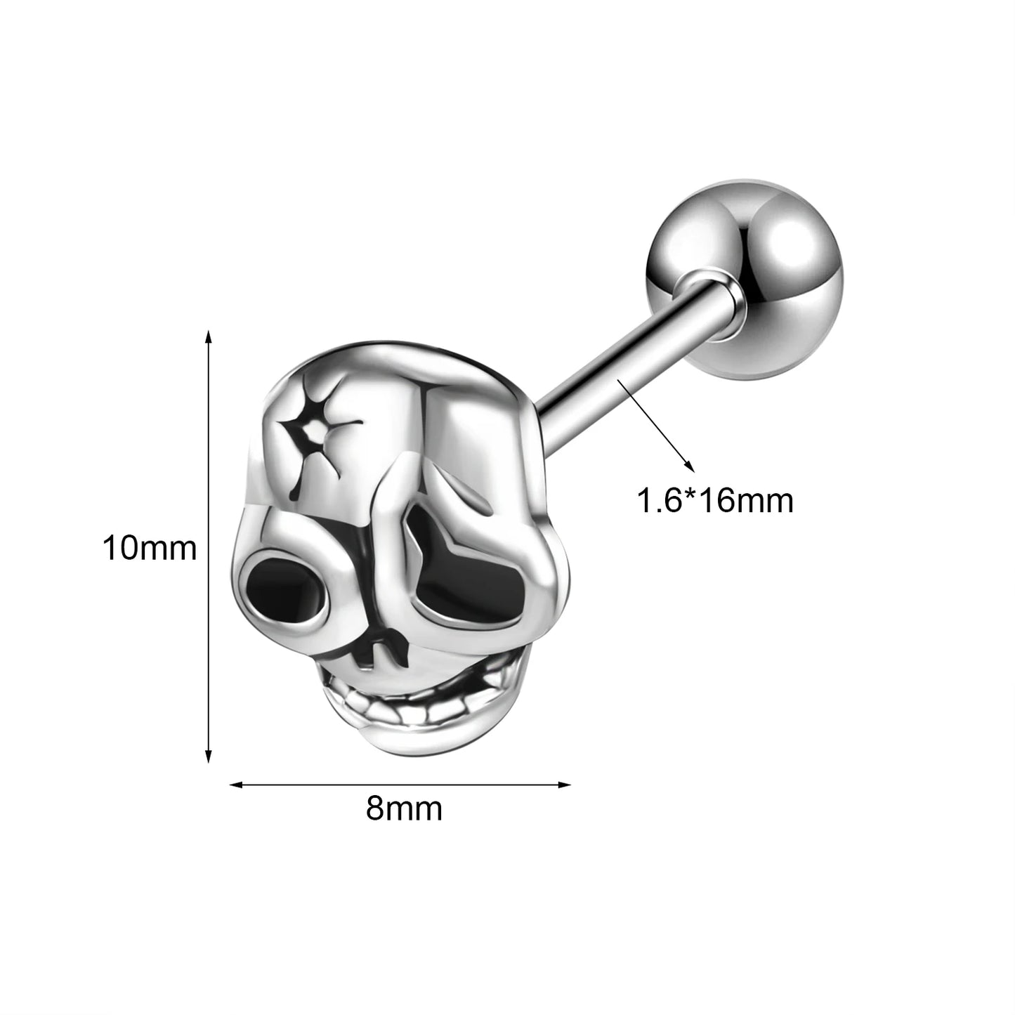 ZS 1Piece 14G Oil Luminescence Tongue Piercing Rings Stainless Steel Tongue Stud Skull Star Studs Earrings BCR Piercings Jewelry Badiee Stylez