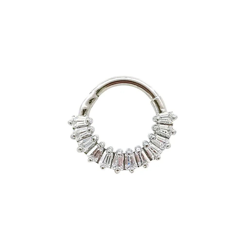 Flower CZ Zircon Septum Piercing Heart Gem Segment Nose Ring WaterDrop Daith Conch Clicker Hoop Earring 100% 316L Surgical Steel D-Silver