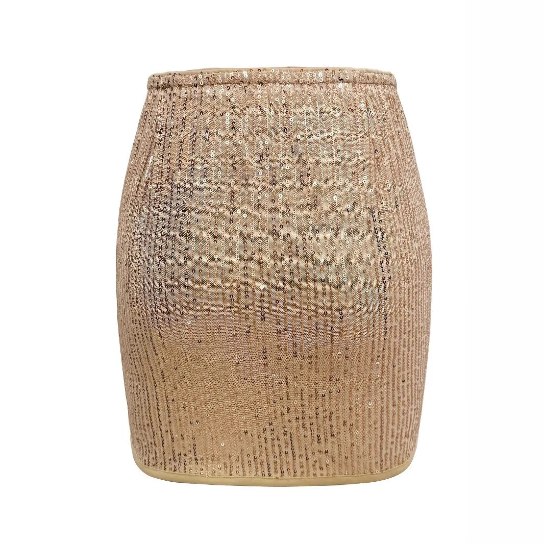 Women Fashion With Sequined Glod Black Silver Side Short Pencil Mini Skirt Vintage High Waist Female Chic Lady Skirts Summer