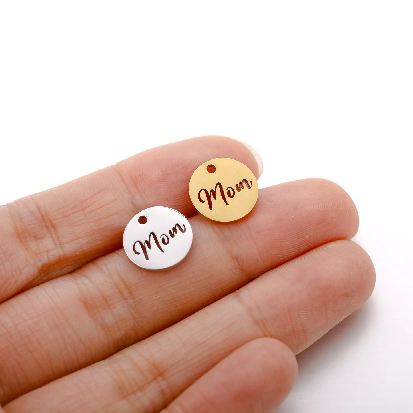 5pcs/Lot Making Mother's Day Unique Gift Pendants Stainless Steel Hollow Mom Letter Charms For Necklace Bracelet Accessories DIY