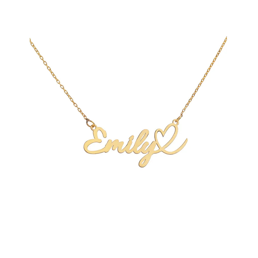 Custom Love Heart Name Necklace Personalized Letter Gold Pendant Stainless Steel Jewelry Fashion Trend Birthday Gift For Her Badiee Stylez