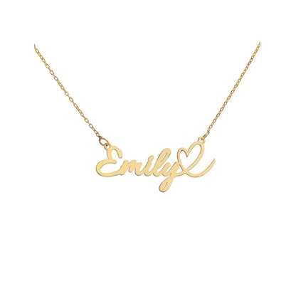 Custom Love Heart Name Necklace Personalized Letter Gold Pendant Stainless Steel Jewelry Fashion Trend Birthday Gift For Her Badiee Stylez