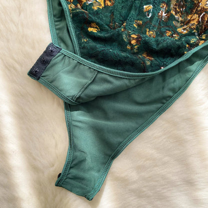 SINGREINY France Retro Straps Corset Bodysuits Lace Print Patchwork Rompers Female Senior Sexy Summer Slim Night Club Playsuits