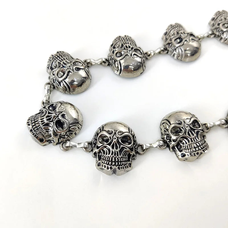 Punk Skull Silver Waist Chain Belt Female Gothic Designer Belts For Women Rock High-end Luxury Brands Metal Y2K Waistband Badiee Stylez