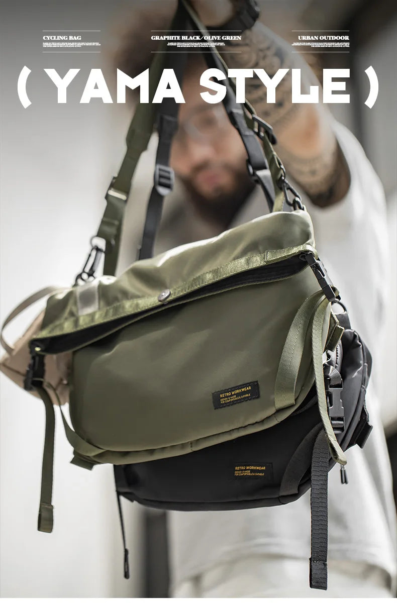 Maden Outdoor Large Capacity Crossbody Bags Men's Multifunctional Hiking Cycling Travel Adjustable Strap Shoulder Messenger Bag