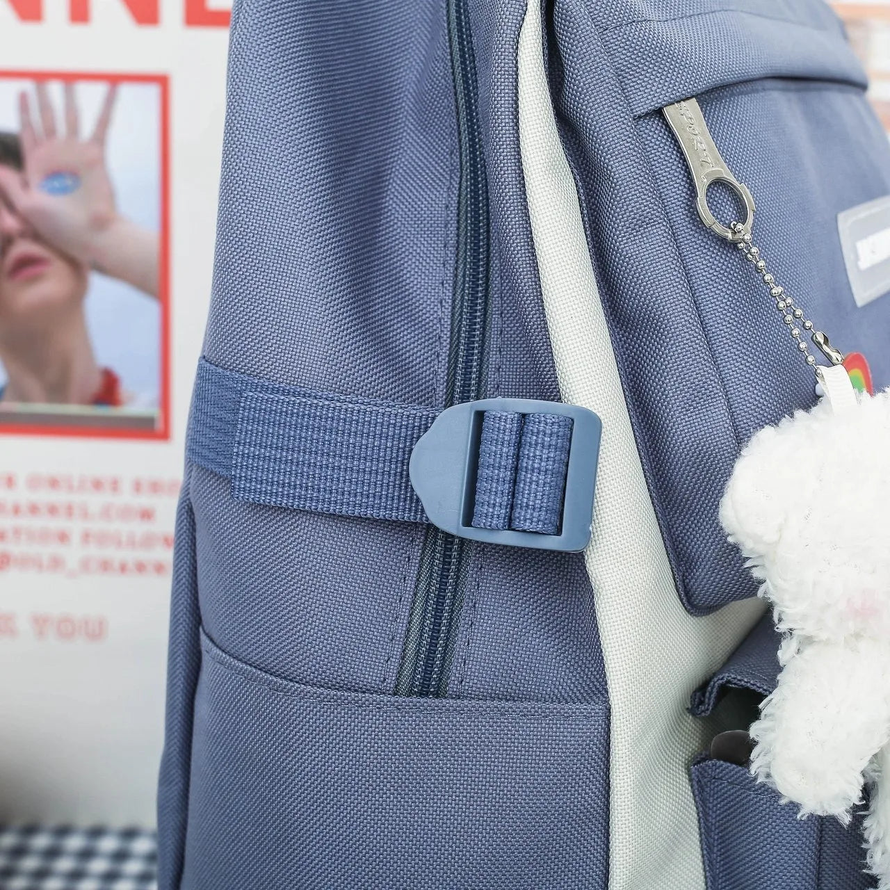 Four Piece Set of Student Backpack for Women in Korean Version Casual Canvas High School Campus with Large Capacity