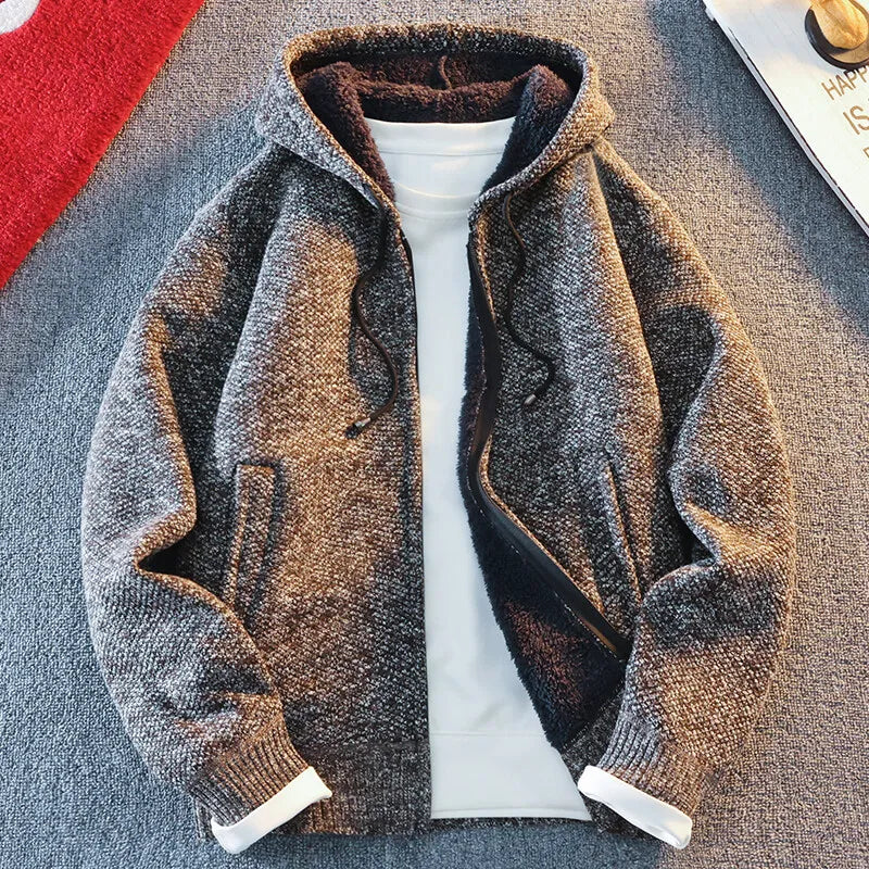 Classic Men's Knitted Sweater Cardigan Hooded Jackets Casual Streetwear Full Zip Cardigans Jackets Coat Badiee Stylez