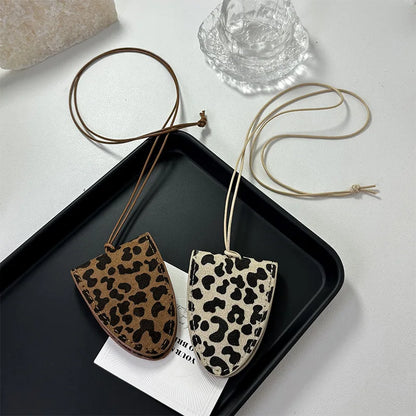 Leopard Print Leather Neck Hanging Sunglasses Clip Glasses Chain Storage Necklace Women's Hanging Rope Sweater Chain