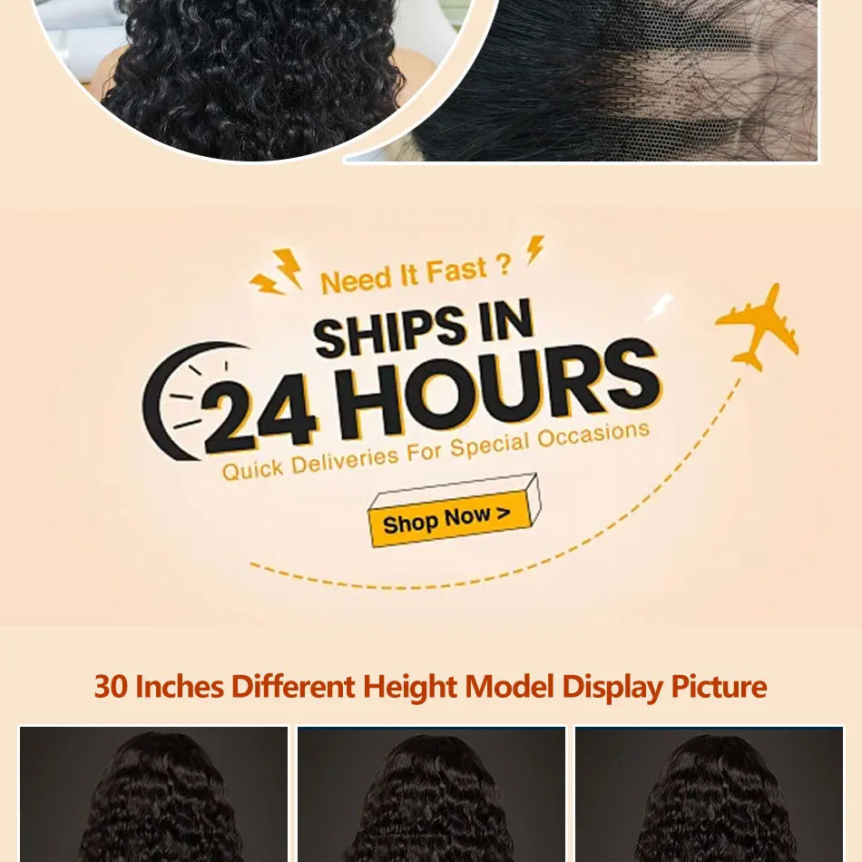 40 42 Inch Natural Color Deep Wave 13x4 13x6 HD Transparent Full Frontal Lace Curly Brazilian Human Hair Water Wigs 200 Density