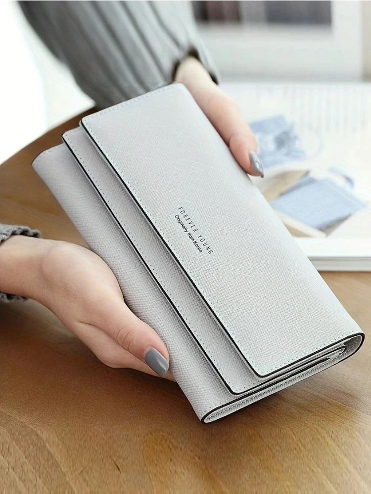 Brand PU Leather Women's Wallet High Quality 3 Fold Long Purse Clutch Coin Purse Phone Pocket Card Holder Large Capacity